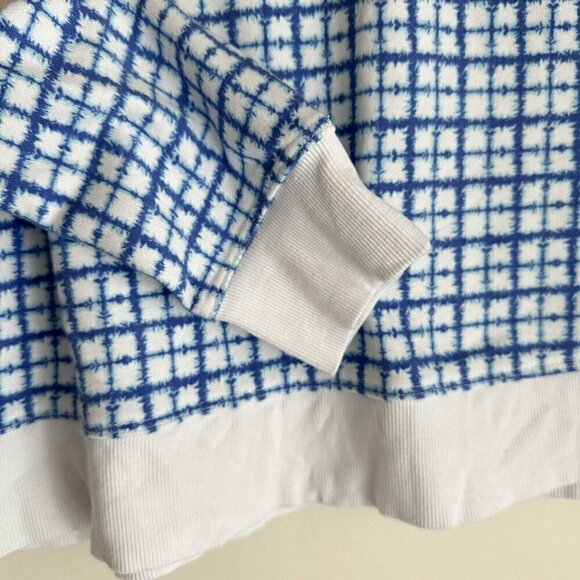 Champion Womens 1X Tie Dye Plaid Crop Crewneck Sweatshirt Blue Pullover Logo - Picture 5 of 6